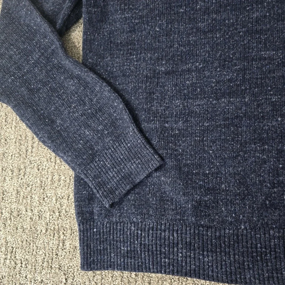 Banana Republic Hooded Sweater L Wool Blend Quarter Zip Blue Marled Casual